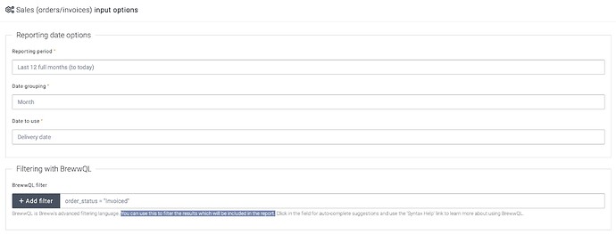 Report input options